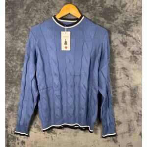 NWT Zesica Haze Blue Cable Knit Pullover Sweater Men’s Size Large.